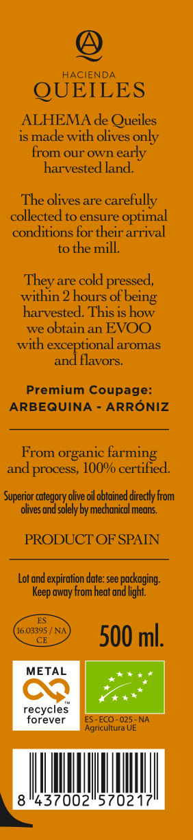 ALHEMA Organic Arbequina & Arróniz Extra Virgin Olive Oil